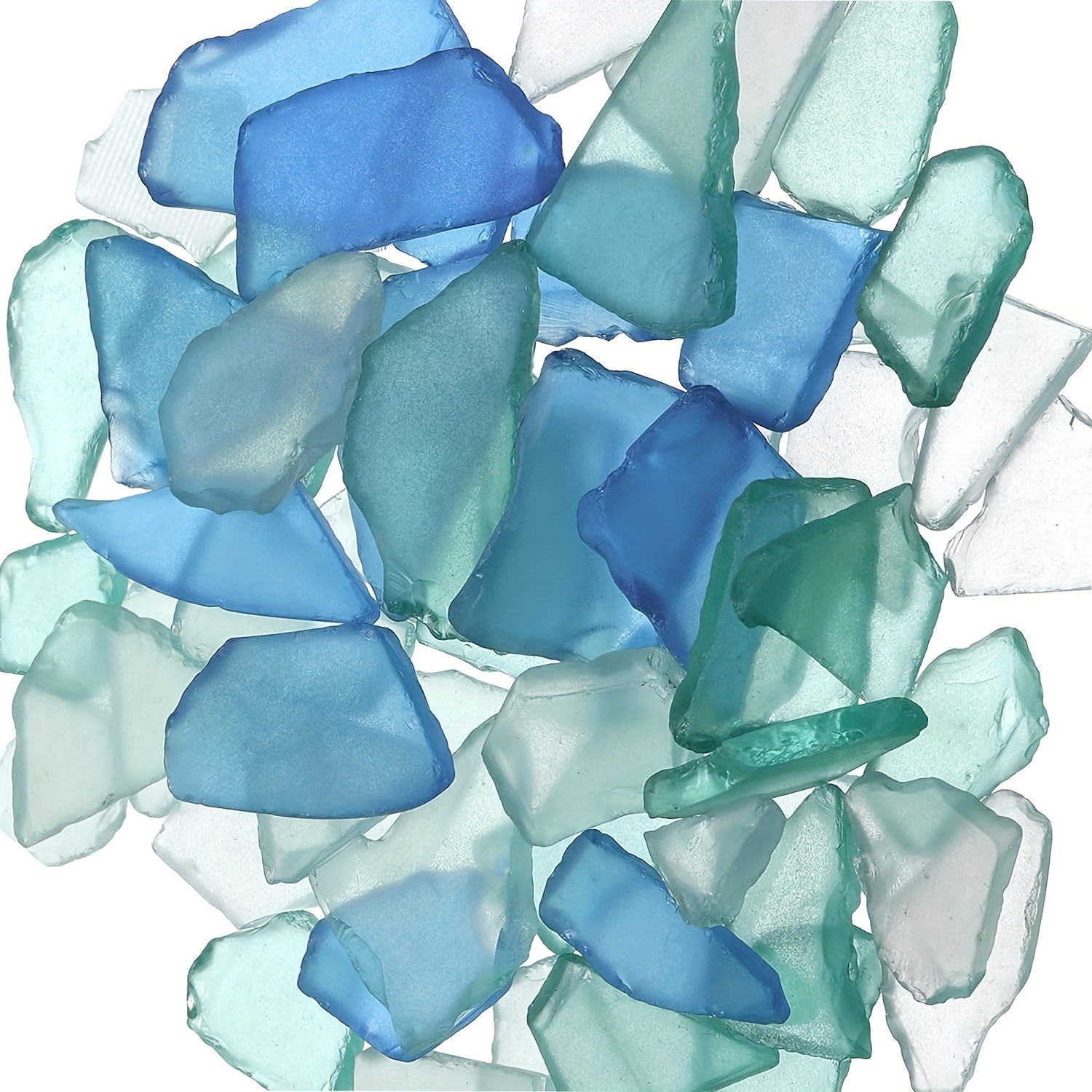 

8.82oz (250g) Sea Glass Ornament, For Crafts Sea Glass Pieces Decor Flat Frosted Vase Filler Crushed Beach Wedding Party Decor Home Aquarium Decor Blue White Green