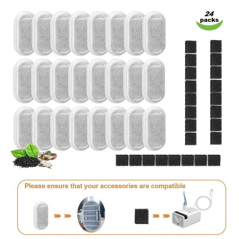 E-shop 10/24 Stück Katzenbrunnenfilter | Automatische Edelstahl Haustierbrunnen Spender Ersatzfilter, Kompatibel mit 2.2L/74OZ Katzenwasserspender,