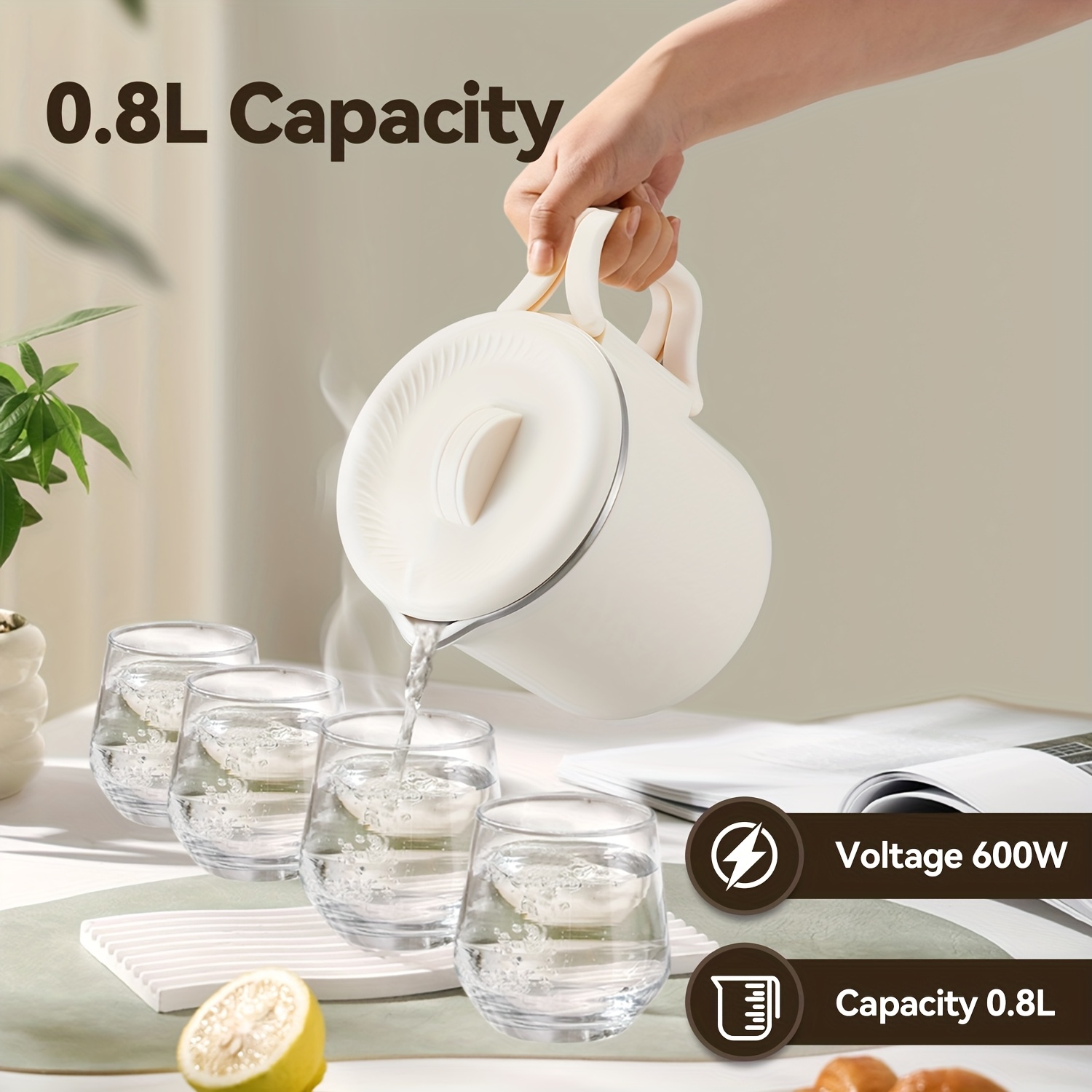 portable kettle, electric water cup, small water cup, travel  ,   temperature insulation cup for outdoor use, foldable handle, 5-minute quick heating, double-layer insulation, non scalding,   temperature adjustment details 2