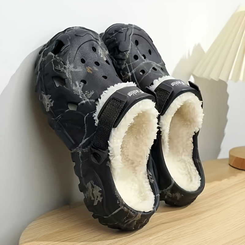 TEMU Men's Mules, Winter Thickened Lined Slippers, Fashionable , Suitable For Daily And , Fashionable Comfortable Versatile Footwear, Lined Slippers,