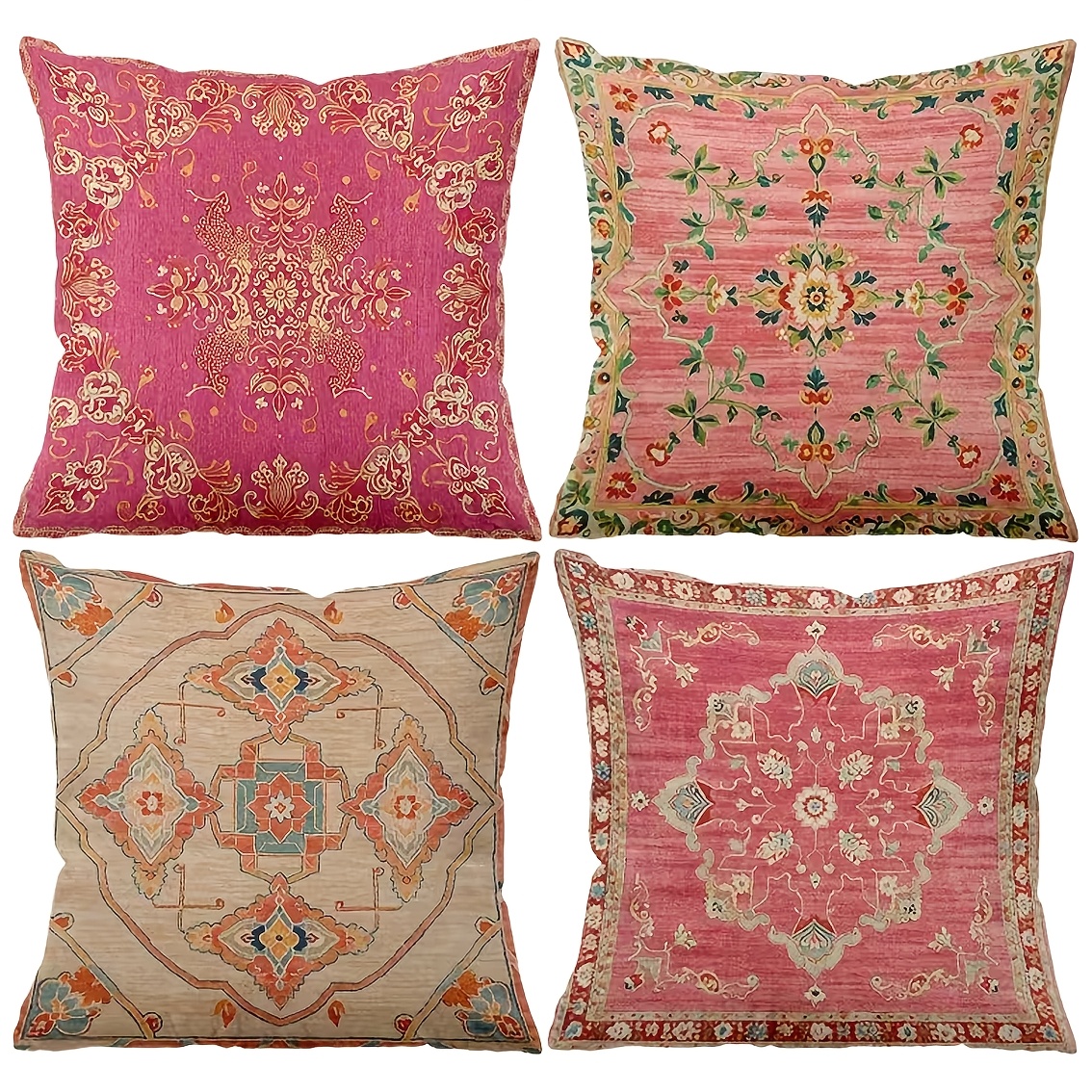 TEMU 4pcs Contemporary Luxury Cushion Covers Suitable For Sofa Bed Car Office Farmhouse - Elegant Zippered Decorative Pillowcases With Single-sided