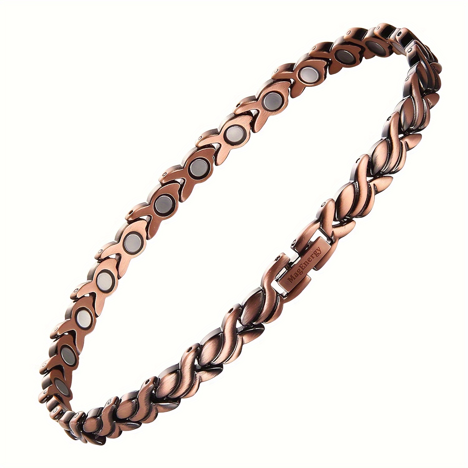 Bracciale Magnetico Rame Braccialetto Magnetico MagnetRX In Rame Puro, 10 Magneti 3500 Gauss, Regolabile - Per Uomo, Terapia Magnetica Bracciale Rame Regolabile Con Magneti