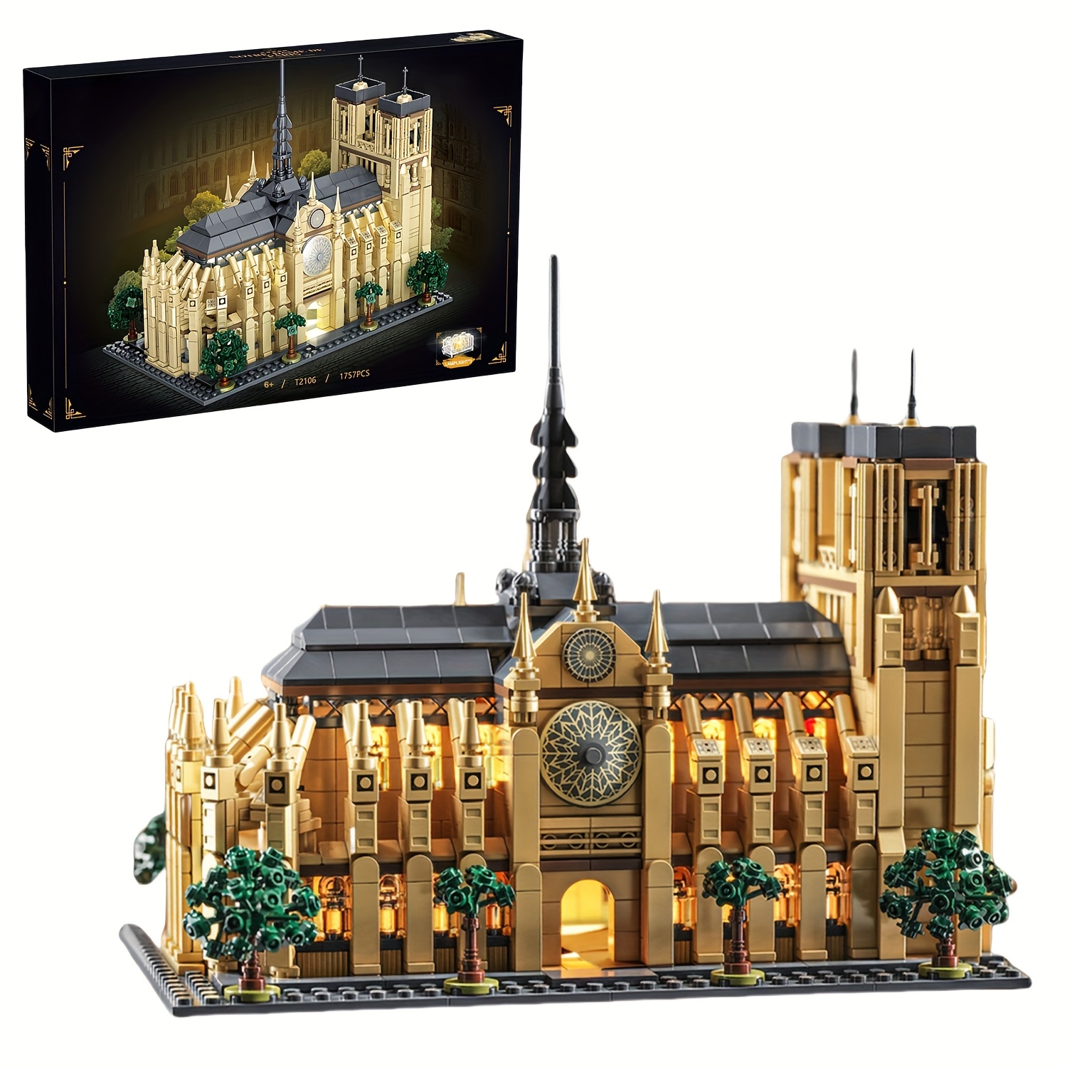 1757pcs   architecture   model building block toy set with led lights creative desktop   enthusiast home decoration christmas new year birthday gift suitable for adults and teenagers 6 years old