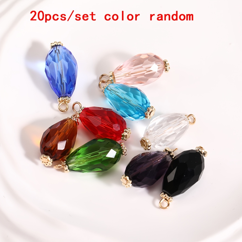TEMU 20pcs 10x21mm Random Colored Multi- Cut Water Drop Pendant, Colored Glass Pendant, Suitable For Jewelry Making, Accessory Making, Bracelets