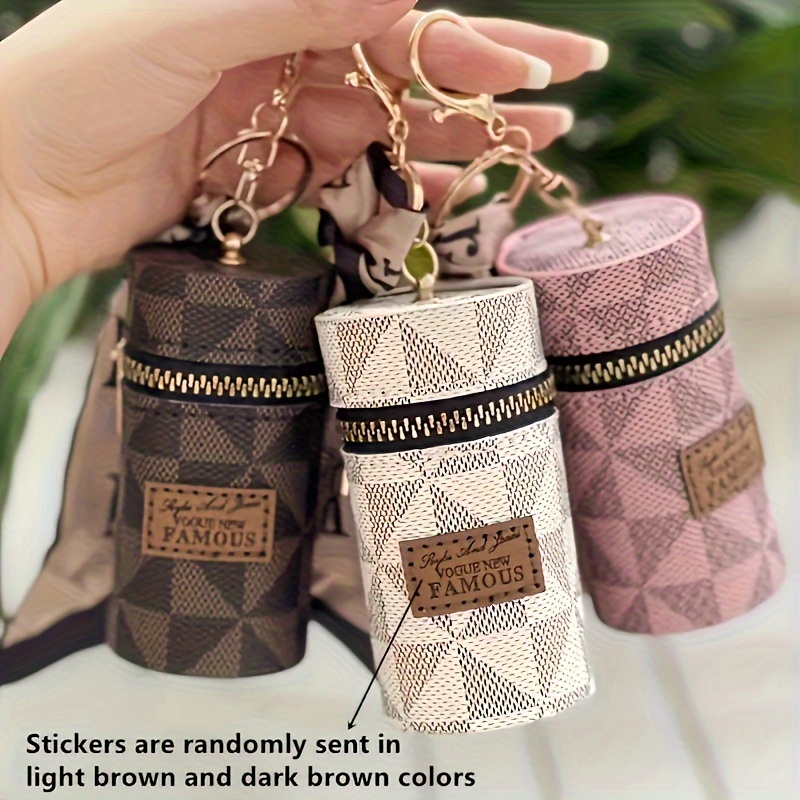 

Compact Pu Material Mini Coin Purse With Keychain And Zipper Closure, Casual Style Purse(3.74''x 1.97'')
