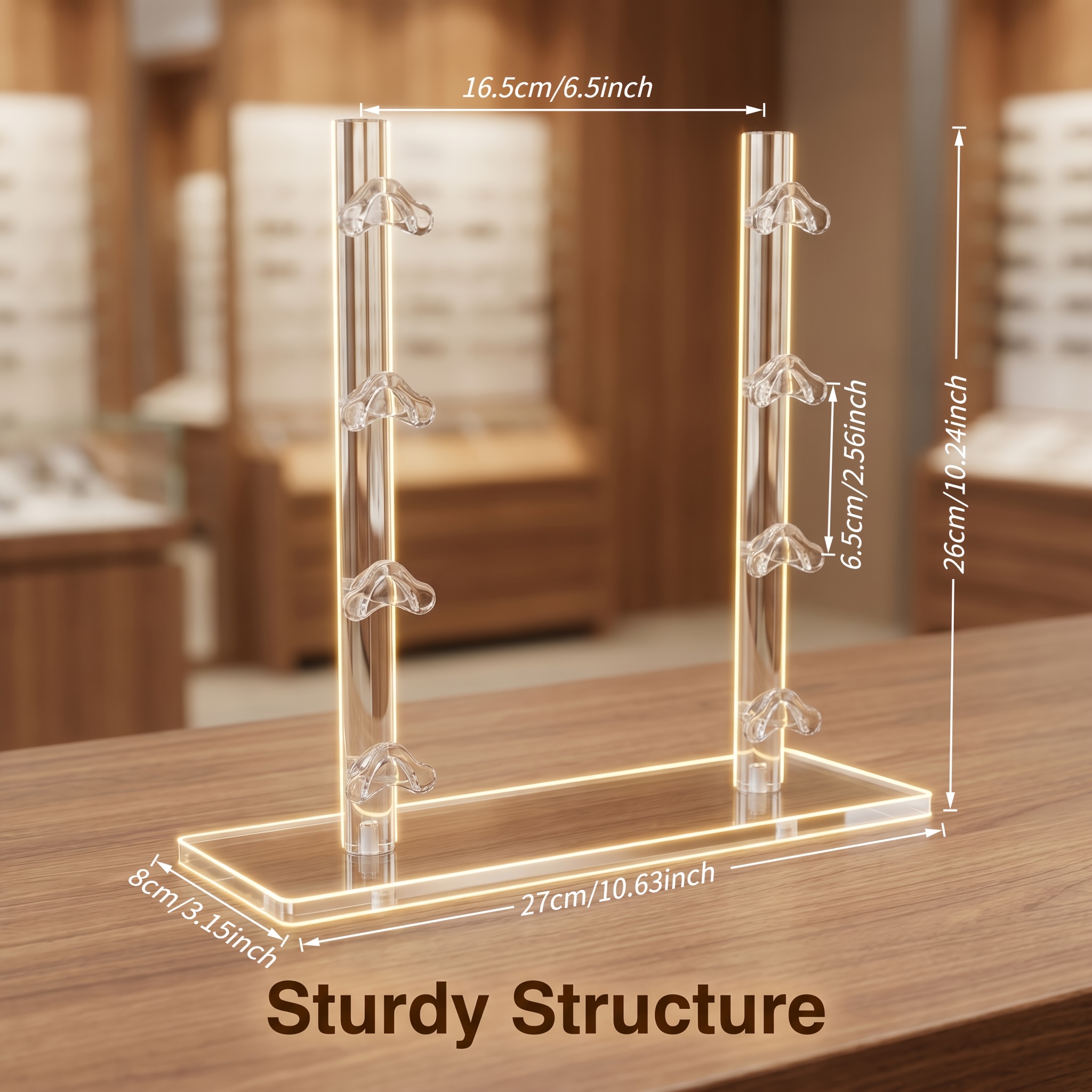 TEMU Acrylic Four-tier Eyeglass Display Stand, Transparent Tabletop Fashion Glasses Storage Holder, Display Rack