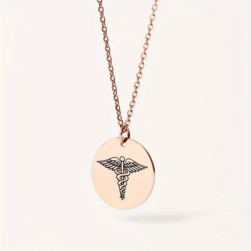 TEMU Custom Engraved Id Necklace For - 2cm Stainless Steel Laser-carved Heart Pendant, Minimalist For Casual Attire, Personalized Alarm Disc Gift,
