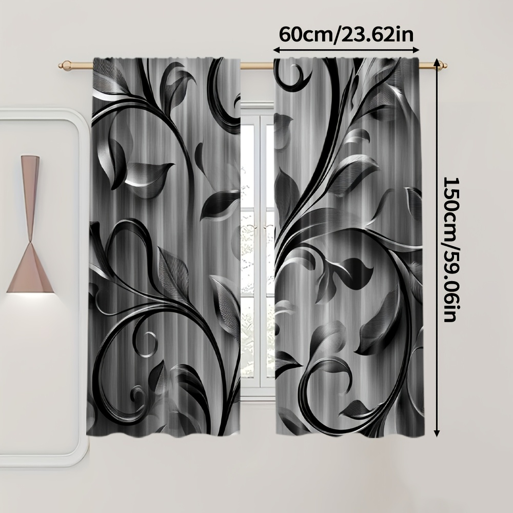 TEMU 2pcs, Light Filtering Popular Curtains Elegant Versatile Polyester Fabric Gifts For Bedroom, Living Room (without Rod)