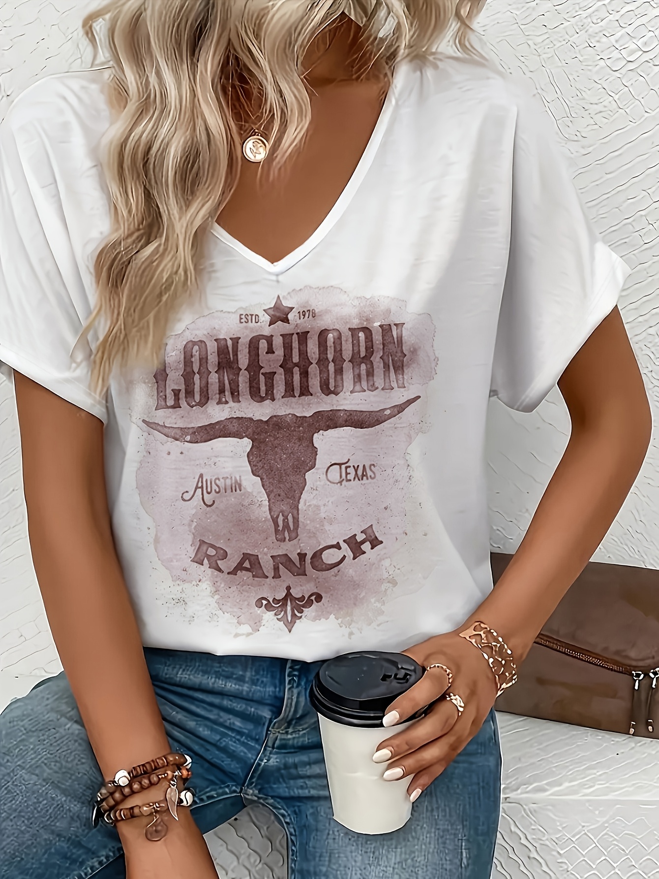 top à manches courtes col rétro femmes imprimé vintage Temu