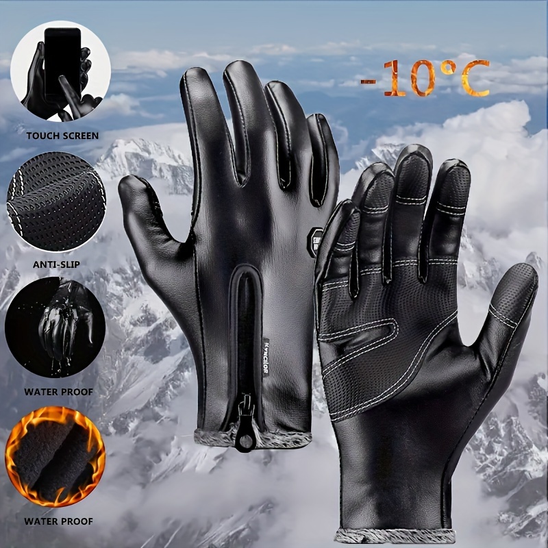 Driving Cycling Gloves Men Women Warm Thermal Pu Leather