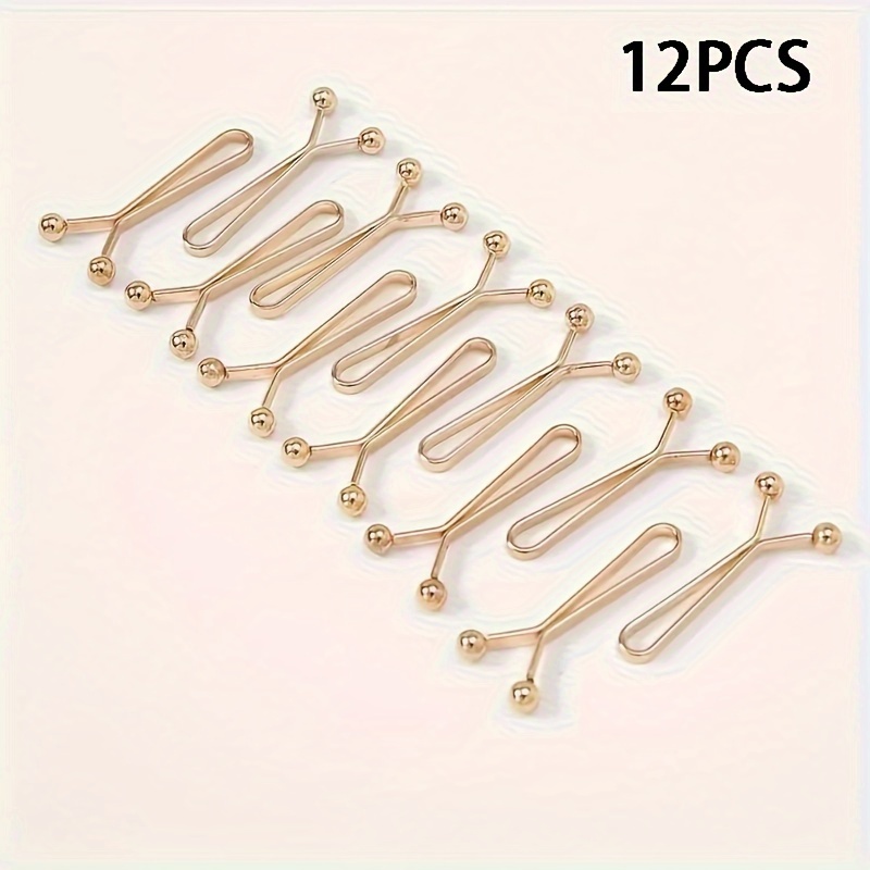 TEMU 12pcs Women's Anti-exposure Clips, Steel Ball Clips, Headscarf And Scarf Clips, Tightening U-shaped Clips For Shawls, Neck Clips, Pants Waist