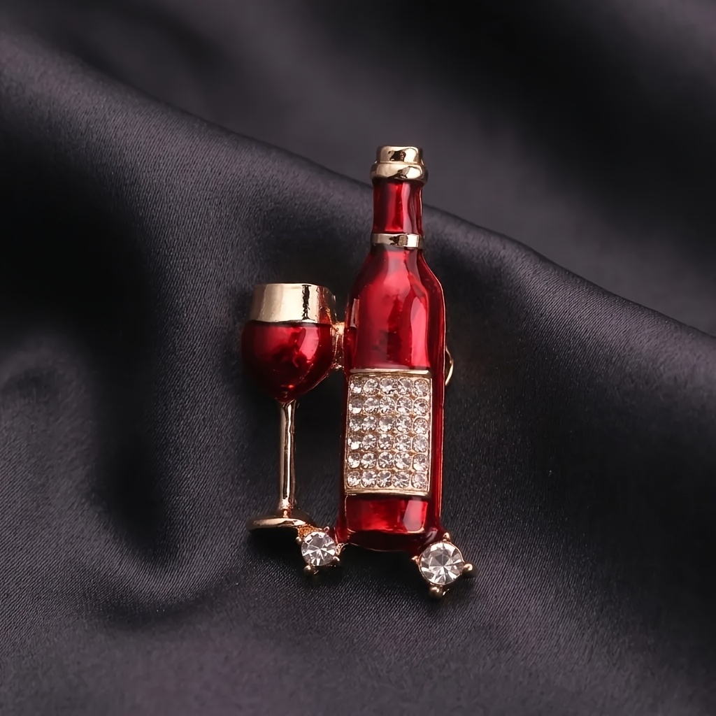 TEMU Broche de botella con diamantes de a , pin de vaso elegante, accesorio de , para decoración de ropa y mochilas, regalo de Navidad