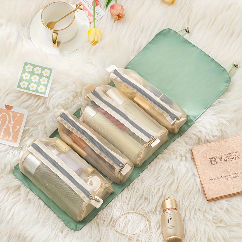 TEMU 1pc Travel Accessory; Essential Travel Item; Ideal For Travel And , New Four-in-one Makeup Bag, Portable Travel Toiletry Bag With Detachable