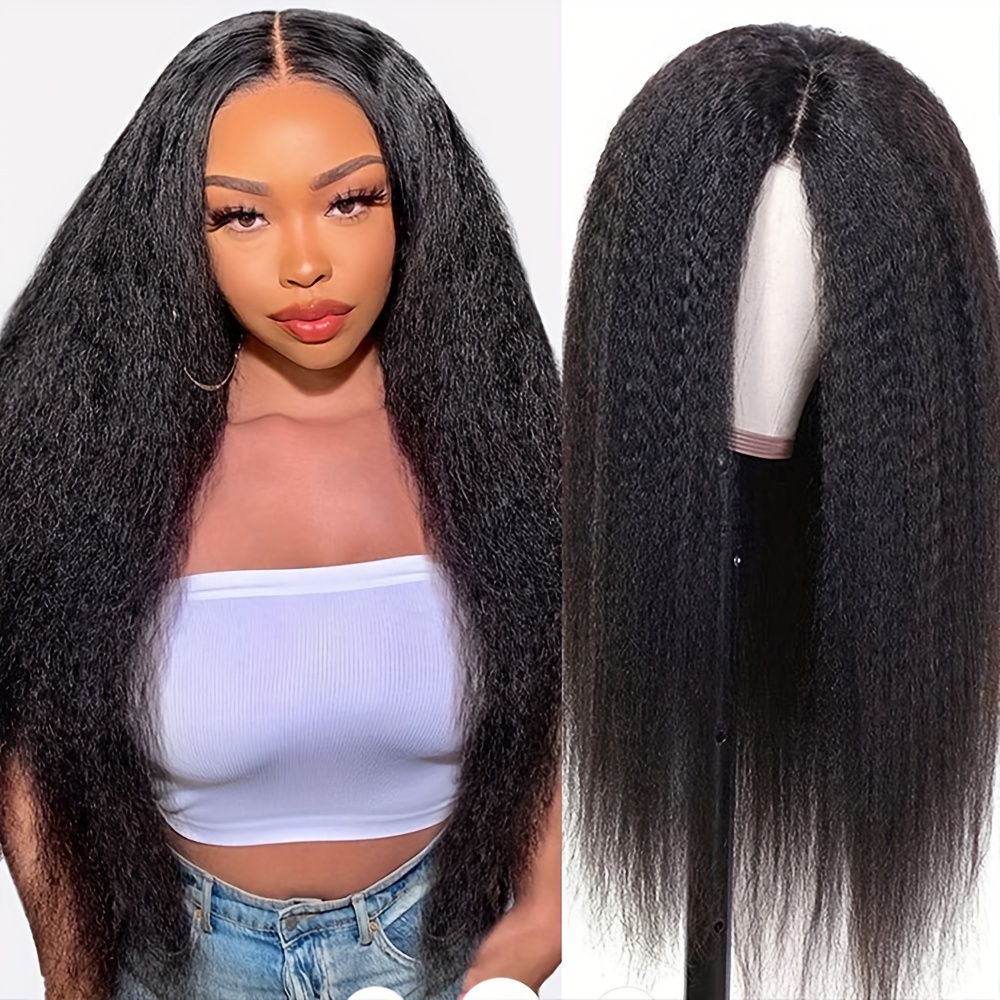 

Glueless Human Hair Wig 5*5 Hd Lace Closure 180% Density Kinky Straight For Women -