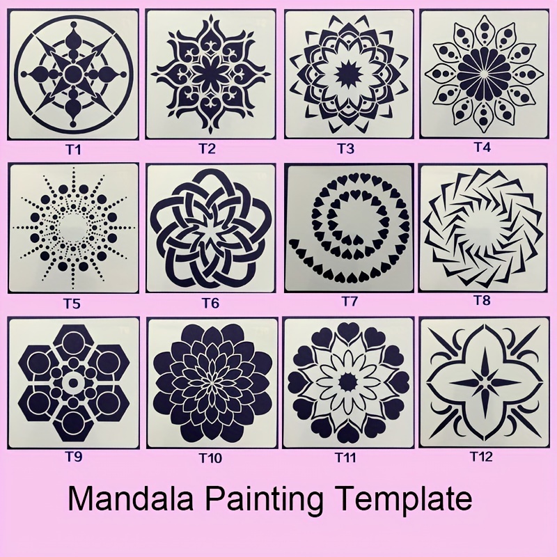 Stencil Mandala 16 Pezzi Riutilizzabili - 15x15 Cm Per Decorare Pareti, Legno, Mobili - Fai Da Te