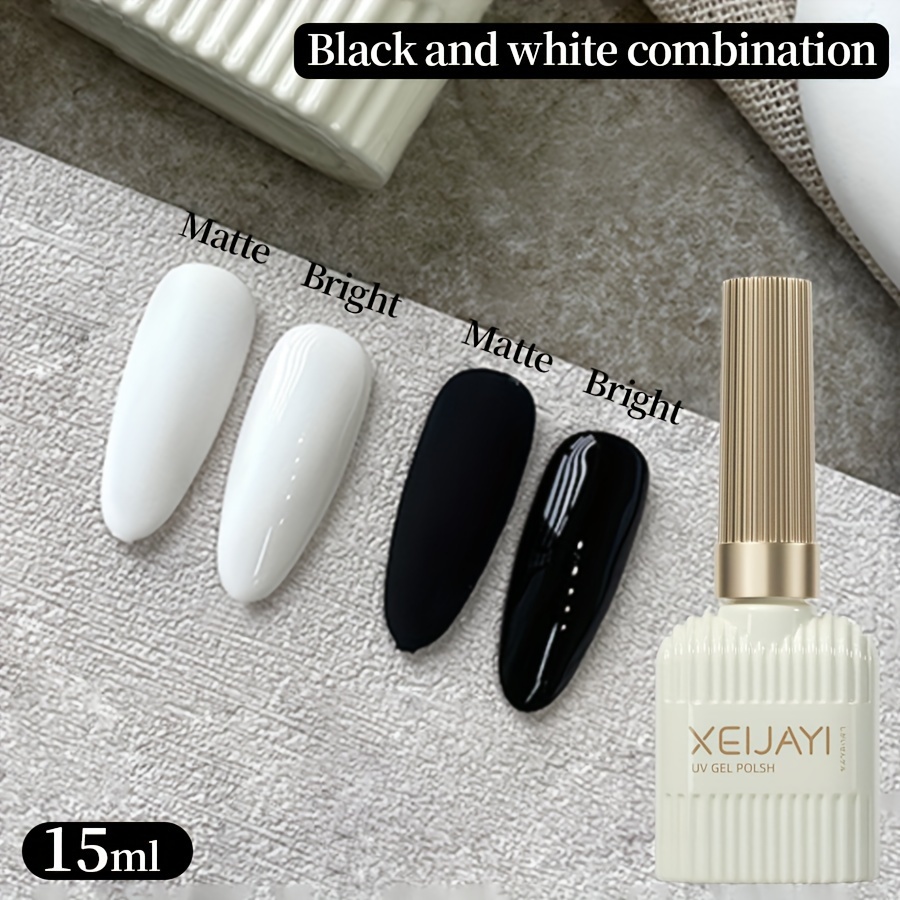 Image of 2pcs/set 15ml 2024 Popular Nail Polish Gel Black And White 2-colors Long-lasting Nail Polish Gel