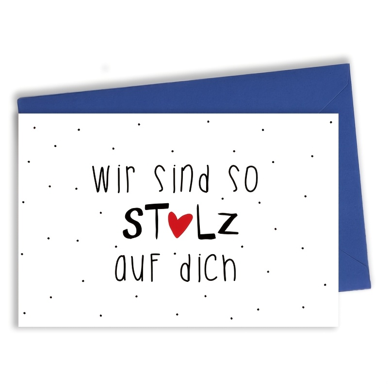 Funny German Congratulations Card | "wir Sind So Stolz Auf Dich" Thoughtful & Encouragement Greeting For Exams, Graduation, Success, Birthday Or Thank You Gift
