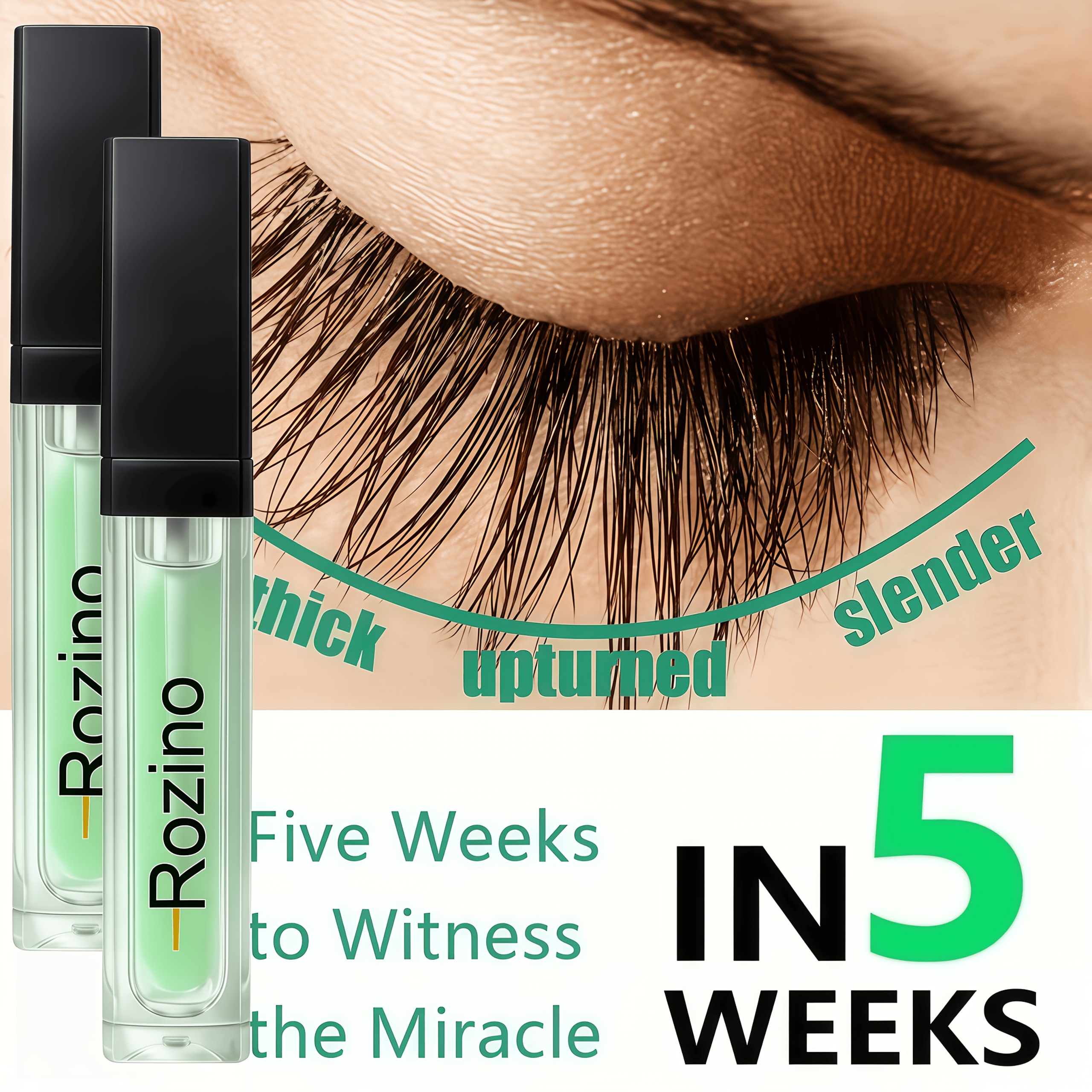 2-pack Advanced Eyelash Serum: Results In 5 Weeks, For Thicker Lashes, Waterproof & Brush Applicator, For Or Thin Lashes Okorean Beauty, Unisex For & Women, Light Beigr