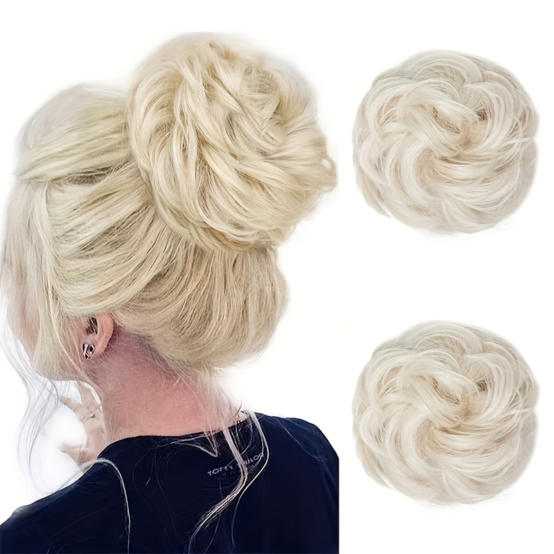 Image of Elegant Simulation Hair Tied With A Bun/bag, High-density Messy Hair Extension With Elastic Headband, Comfortable, To Styling Lady Gift Accessories.