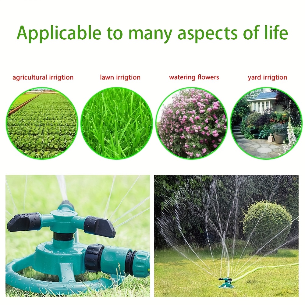 1pc 360? Rotating Lawn Sprinkler - Durable Plastic Garden Irrigation Sprinkler with Adjustable Spray Nozzles, Manual Push-Pull Trigger, Even Coverage for Yard, Garden & Plant Watering, Sprinklers for Lawn