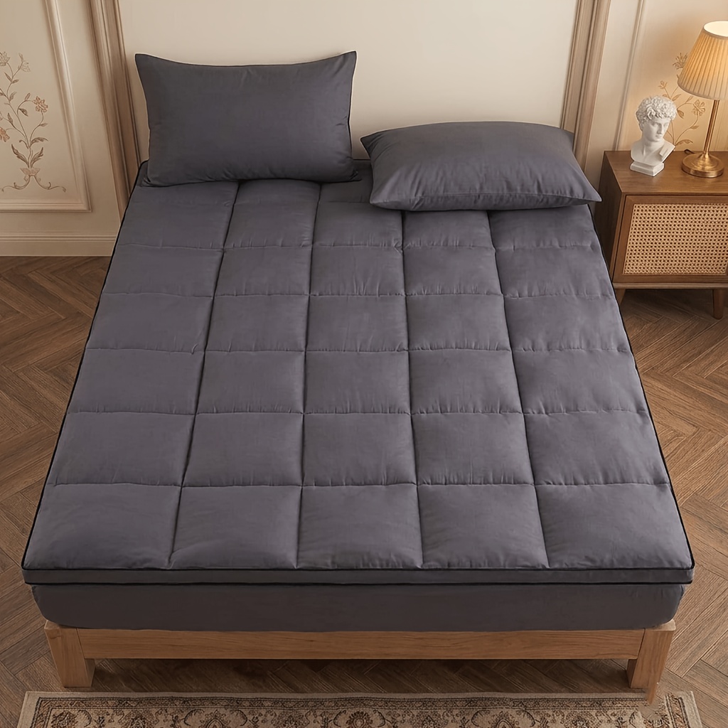 Quilted Mattress Topper With 360° Heavy Duty Elasticated Band, Cushioned Mattress Protector, Fluffy Soft Fitted Bed Cover