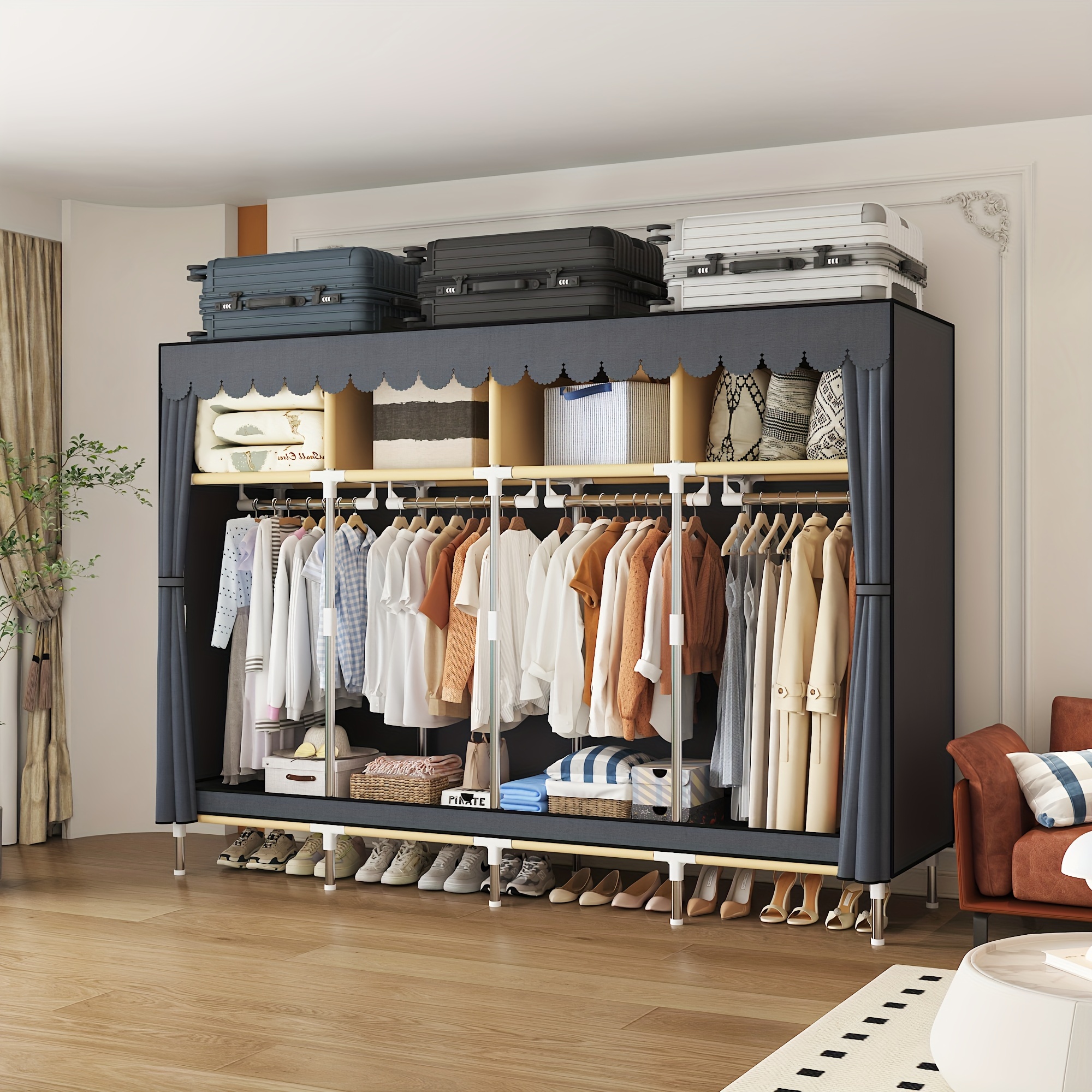 

Spacious Freestanding Closet - Metal Frame, Non-woven , For & Organization,