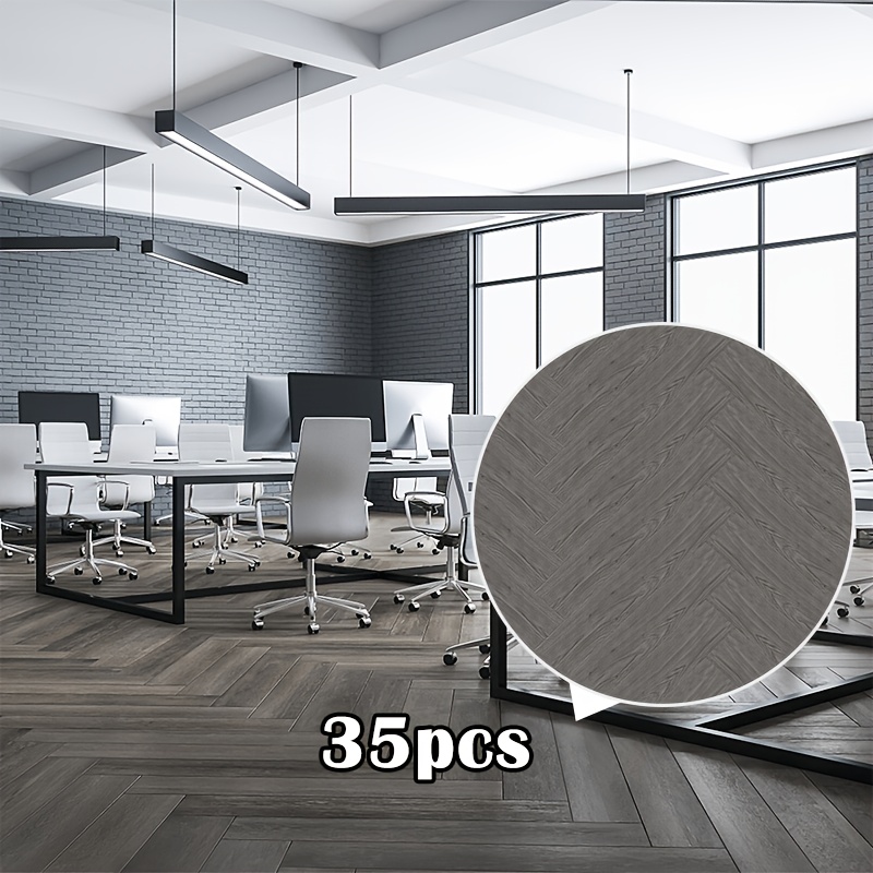 Image of Pvc Floor Covering , Laminate Flooring Planks, 53/35/17pcs Pvc Self-adhesive Floor Covering, 2mm Thick Wood Grain, Diy Peel And Stick Tile, For Bathroom Room Hallway, Multiple Patterns