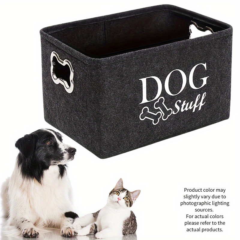 

1pc Large Capacity Felt Pet Toy Box, Dog Toy Box, Storage Basket Chest Organizer - Organizing Pet Toys, Blankets, Leashes And More