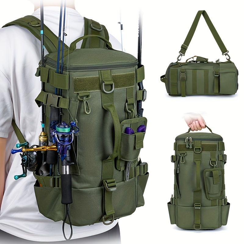Angler-Rucksack mit Angelhalter, Angelrucksack mit Angelhalter,  Angelgerte-Box-Rucksack zum Transport von Angelgerten und -ausrstung,  Anglergeschenke fr Mnner und Frauen