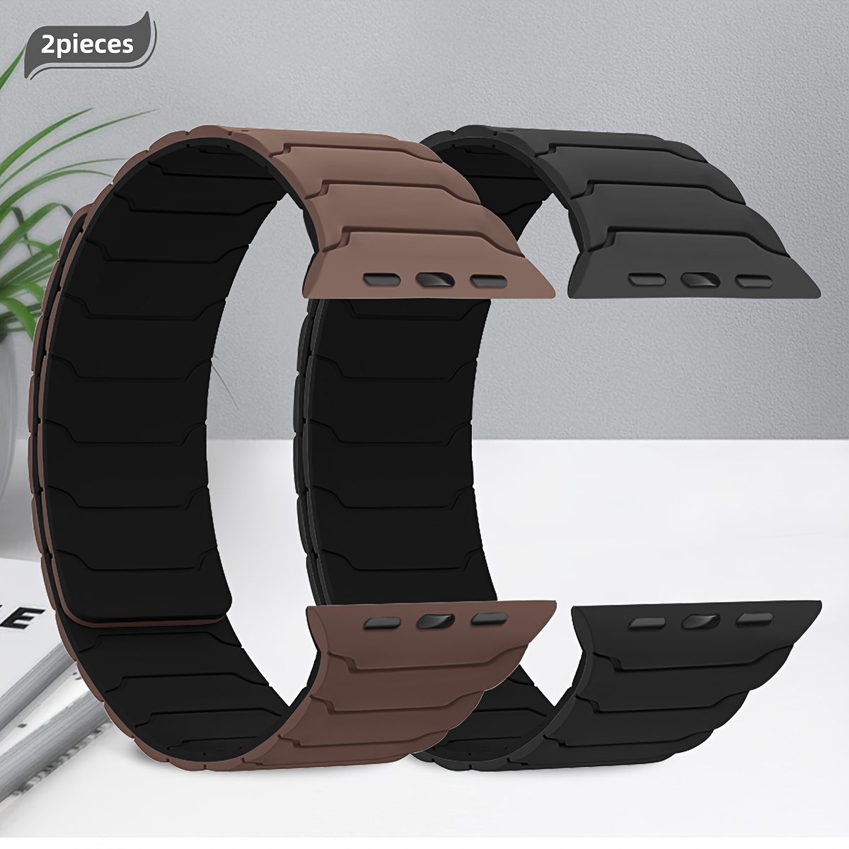 TEMU 2pcs Silicone Magnetic Watch Bands For Watch, Durable & With Strong Magnet Clasp, Waterproof Design, Compatible With & Ultra (38mm-49mm),