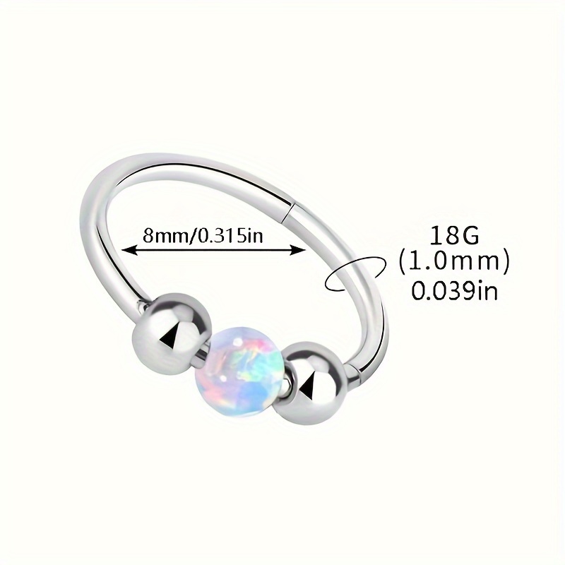 Image of Elegant 18g Opal Nose Rings For Women - Versatile 316 Surgical Steel Hoops, Ideal For Nose, Septum, & Cartilage, 8mm/10mm - Daily Wear & Gifting, Nose Jewelry