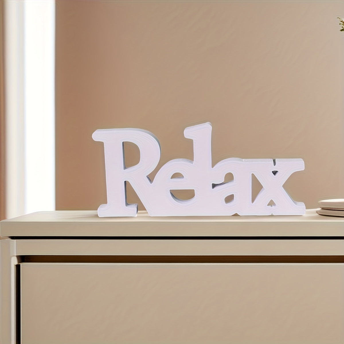TEMU 1pc White Pvc "relaxation" Desktop Decoration - , Easy To Assemble, The Perfect Thoughtful Holiday Gift For A Relaxing Atmosphere At Home,