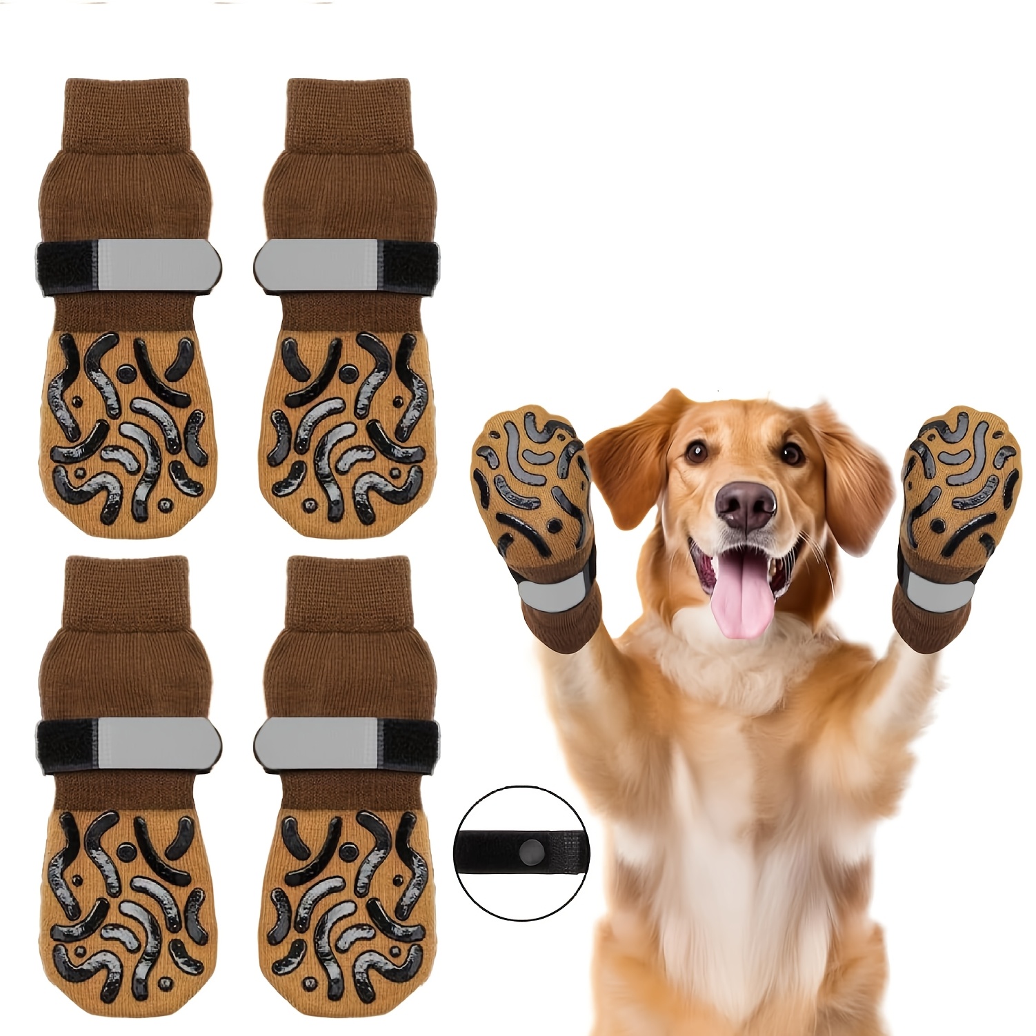 

4pcs Combination Set Anti-slip Pet Socks Outdoor Medium And Large Dogs Golden Retriever Shoes Socks Indoor Silent Pet Socks