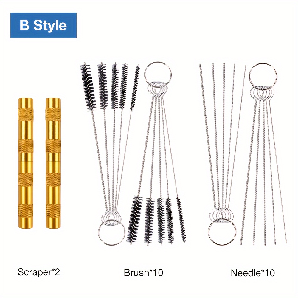 11pcs/22pcs Airbrush Cleaning Set, Pneumatic Spray Gun Nozzle Cleaning Repair Tool Kit, Stainless Steel Needles And Nylon Brushes& Scrape Needle, For Airbrush Cleaning/repair.