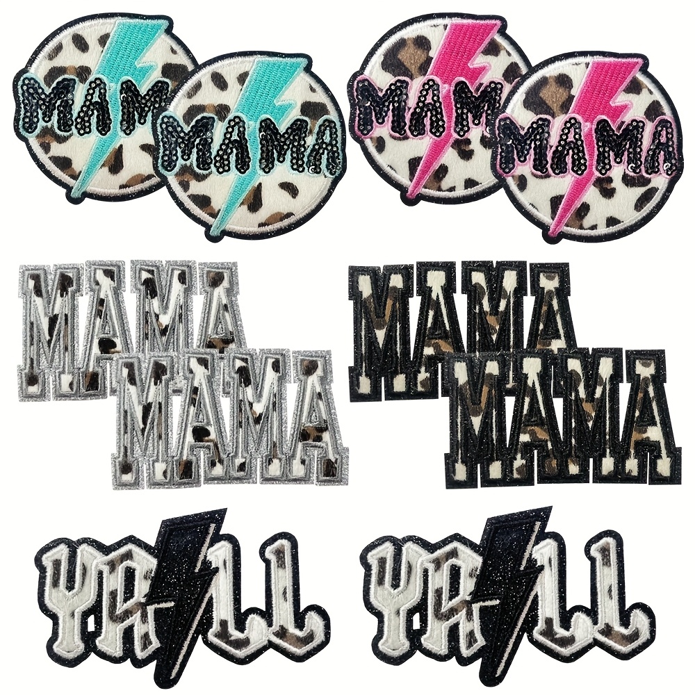 

10pcs 'mama' Embroidered Patches - Iron-on/sew-on Appliques For , Hats & Bags | Fashionable Handmade Decorations