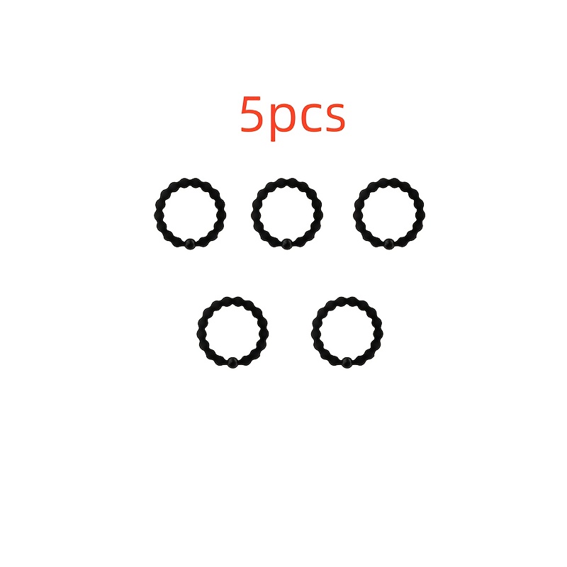 TEMU 5pcs Premium Thick Bean Hair Ties For Women, High Sports Fitness Hair Bands, Ponytail Elastic Hair Accessories