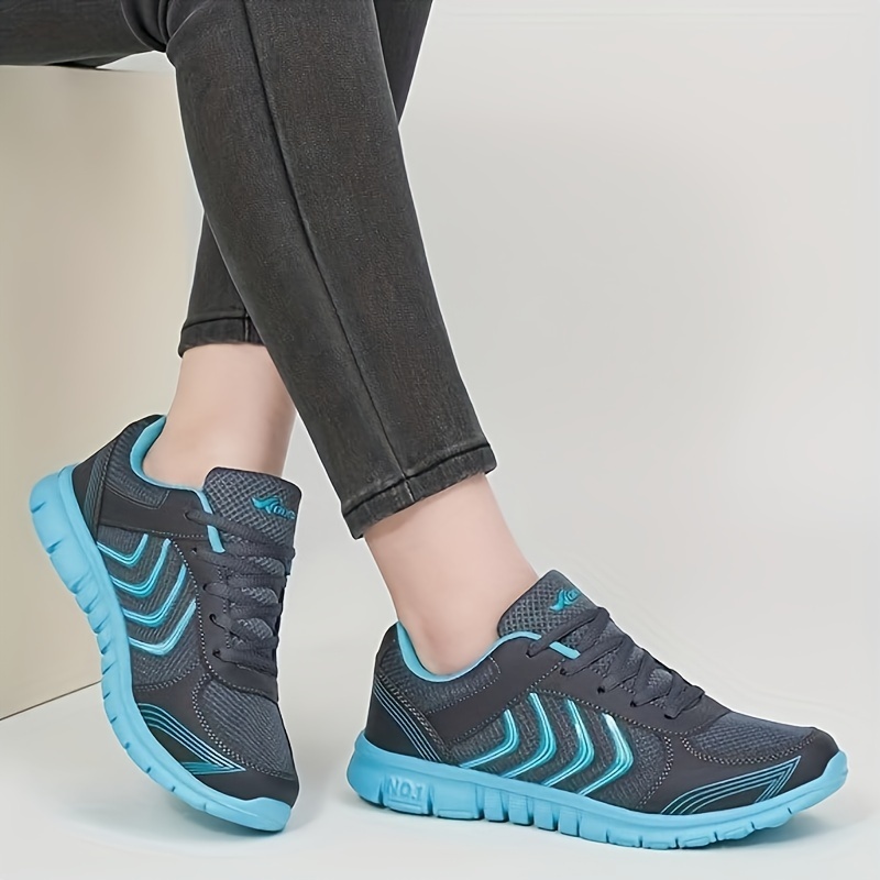 

Women's Colorblock Casual Sneakers, Lace Up Lightweight Soft Sole Running Shoes, Low-top Versatile Trainers