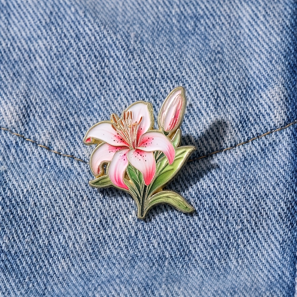 TEMU Épingle en émail Art Lily, badge décoratif tendance, ornements pour et sac, cadeaux, cadeau de Noël