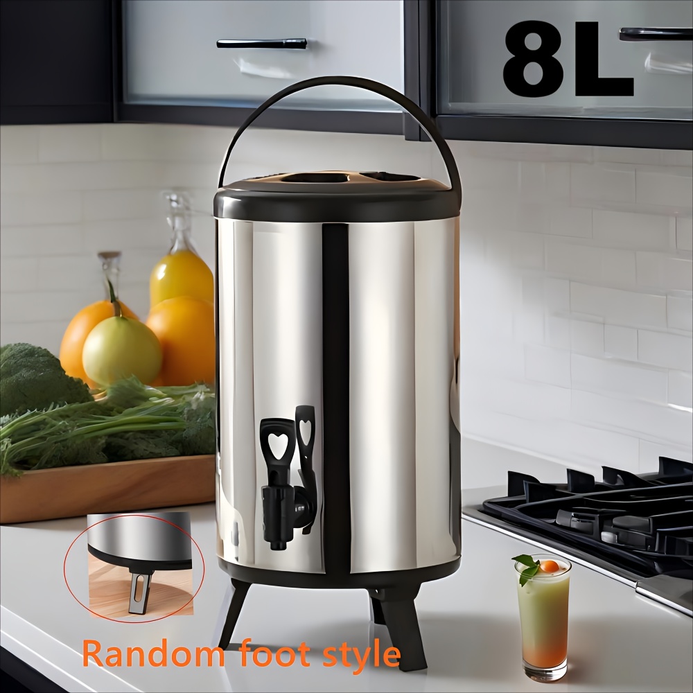 Image of Canyan Stainless Steel Insulated Tea Beverage Tea Dispenser, Ice Bucket Outdoor Water Bucket Insulated Bucket Milk Tea Bucket Large Capacity Lid Insulation Design