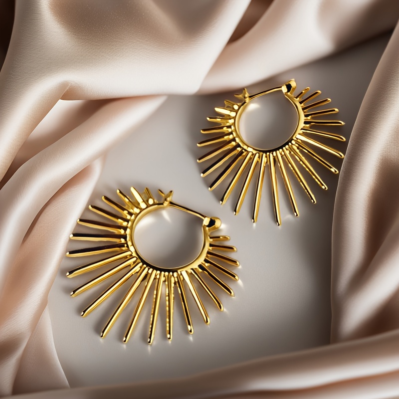 2pcs Hypoallergenic Golden Sunflower Earrings for Women