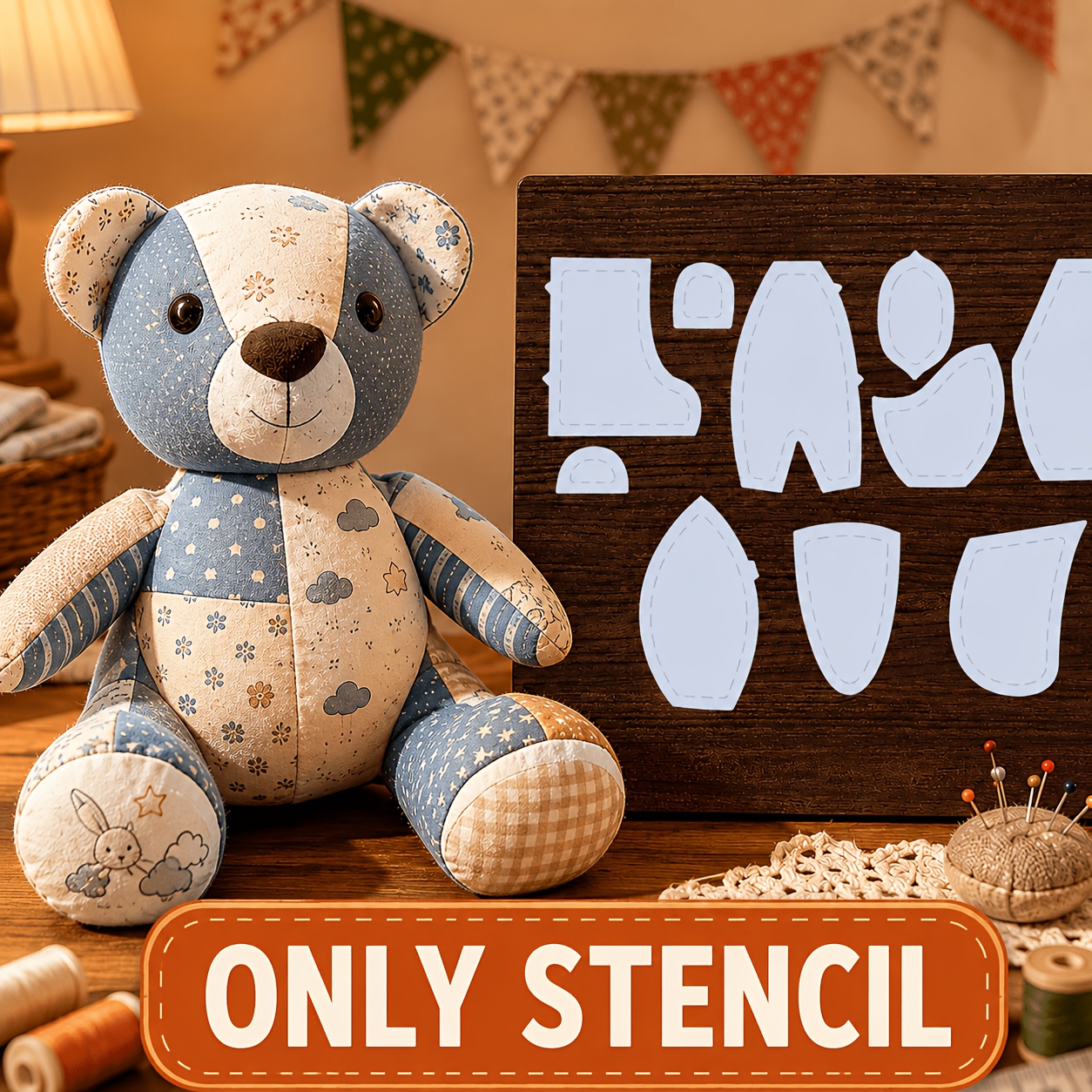 TEMU 10pcs Bear Plush Handcraft Templates, Artistic Decoration Templates, Reusable Drawing Templates, Applicable For Handmade Crafts, Painting,