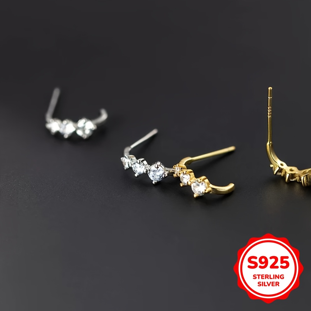 S925 Sterling Silver Gradient CZ Earrings