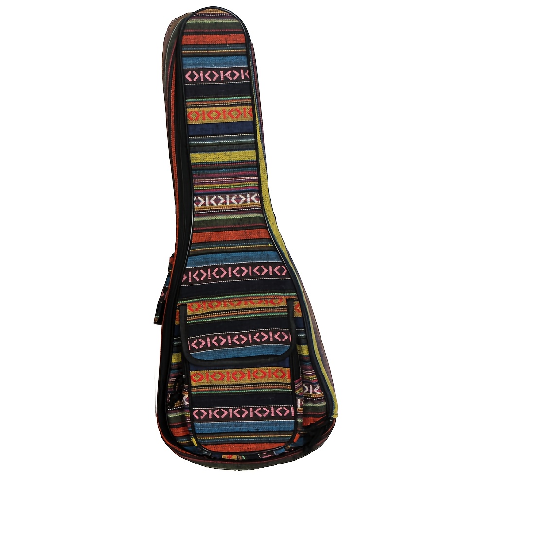 TEMU IN-117 23" Sac en coton pour ukulélé - Motif tribal vibrant, tissu en coton de soie durable, double bandoulière, confortable et élégant, étui