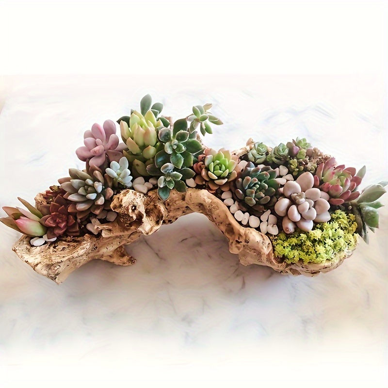 

1 Piece Imitation Tree Head Succulent Planter Large Caliber Resin Imitation Wooden Planter Succulent Planter Pot