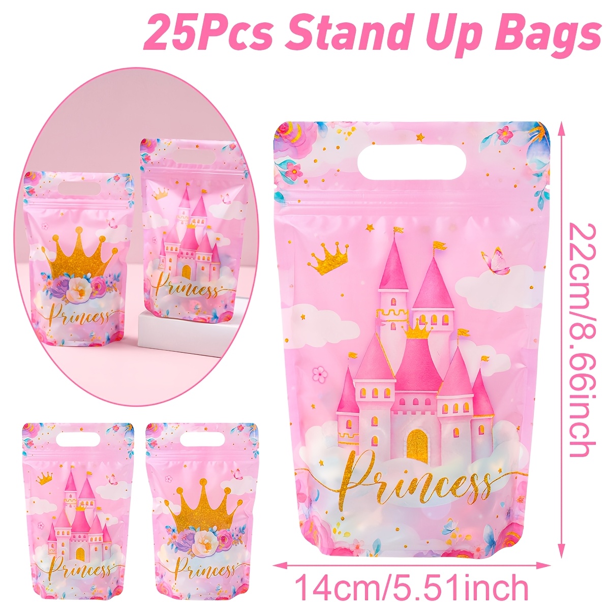 TEMU 25pcs, Castle Gift Packing Bags, Stand Up Bags, Happy Birthday Party Decoration, Baby Shower Party Supplies, Gender Revealing Party Decor,