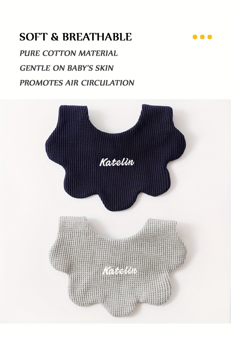 personalized customization customized name 3 packs pure cotton bibs baby bibs soft and breathable strong water absorption natural material adjustable snaps personalized name birth gift holiday gift details 6