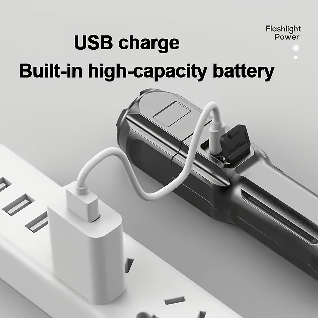 summer outdoor special edition portable high power flashlight 1000  long distance lighting 3 lighting   adjustable focus usb charging suitable for home and outdoor use outdoor lighting tool 1200 mah battery capacity Product details 6