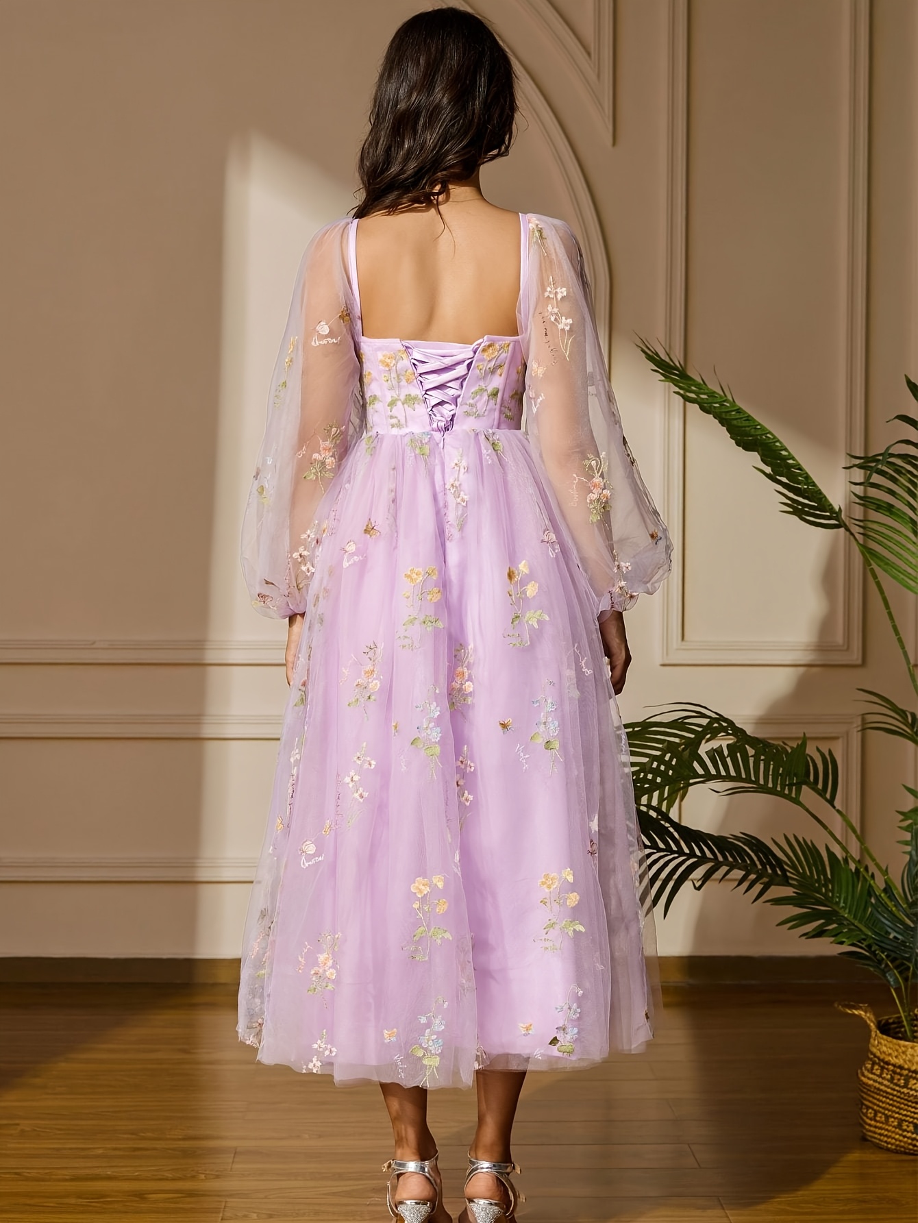 fitted lace wedding dress Zapaka Women Purple Tulle A-Line Tiered Long Prom Dress with Slit Spaghetti Straps Cut Out Formal Dress, Purple / US8