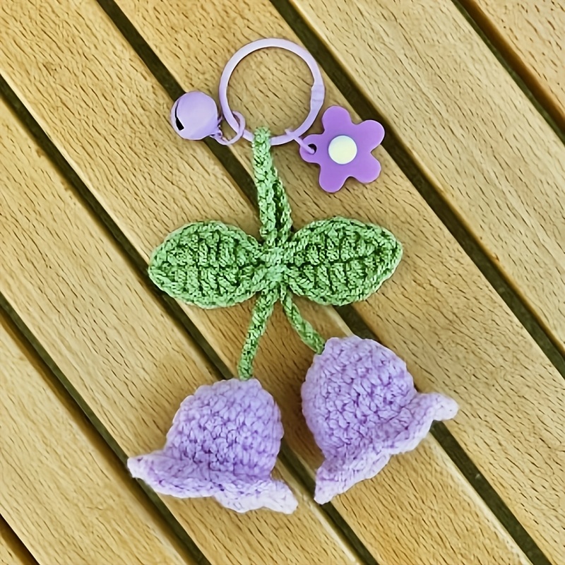 Breloque Porte-bonheur Au Crochet – Fleur Rose Fushia Fait Main – Déco Coton Et Bois