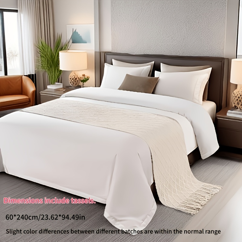 TEMU Bed End Towel, Home Bedroom Living Room Decorative Bed End Sofa Blanket, Light Luxury Minimalist Blanket, Bed Runner, Bedspread, Bed End Towel.